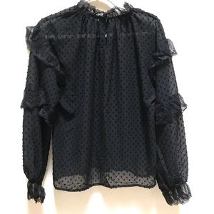 All:row Peplum Blouse Long Sleeve Chiffon Ruffle